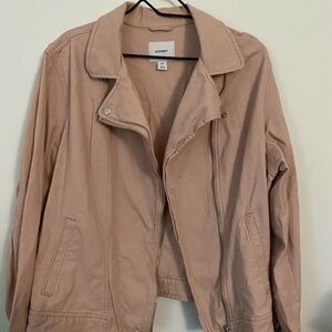 Old Navy Women's Dusty Rose Pink Canvas Moto Jacket